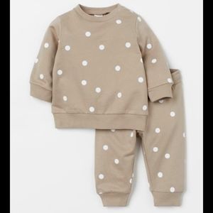 Beige Dot Sweat Set